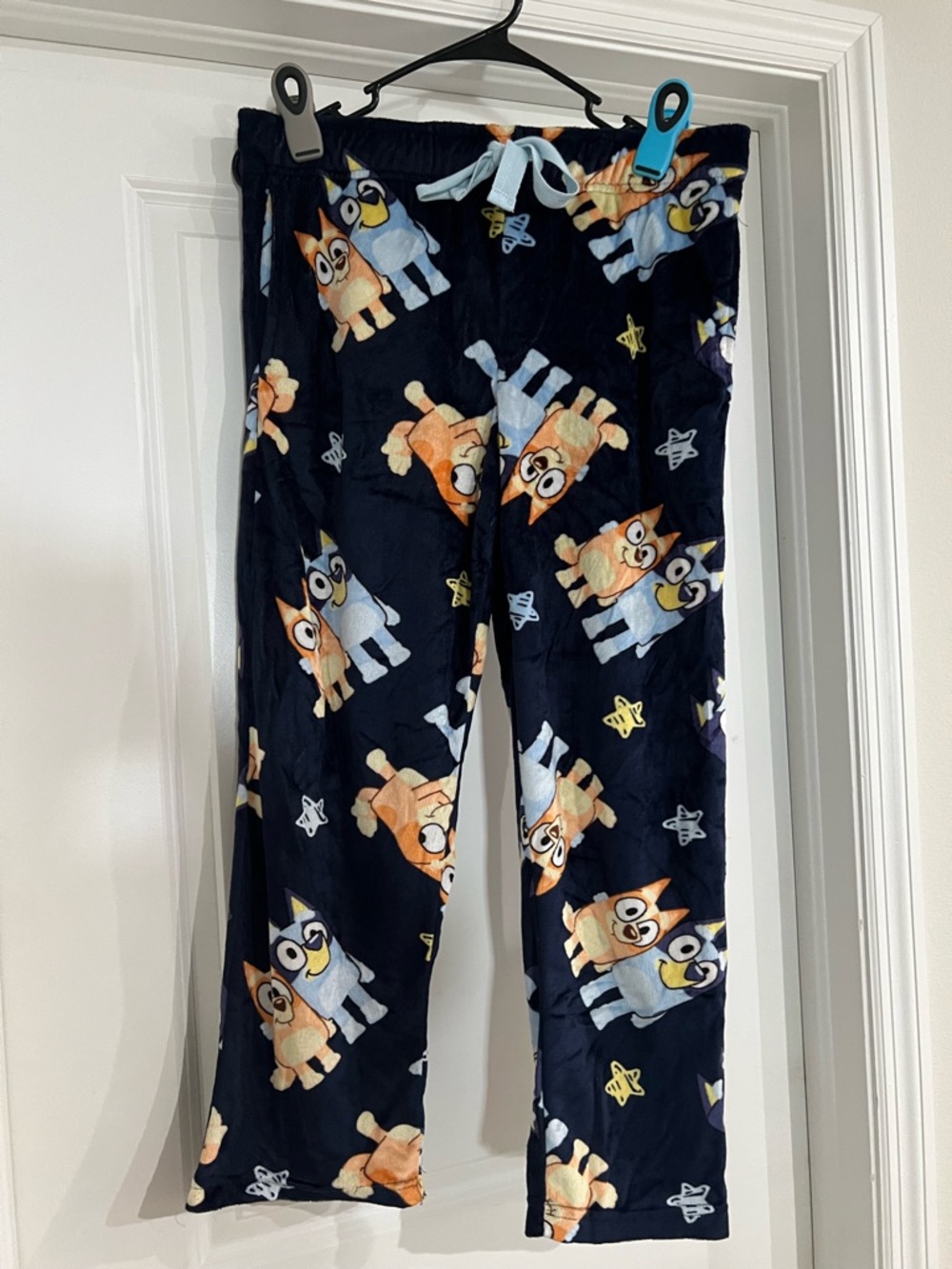 Navy Blue Cartoon Puppy Fleece Pajama Pants - Soft Lounge Bottoms